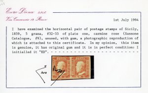 1859 - 5 grana rosa carminio, I ... 