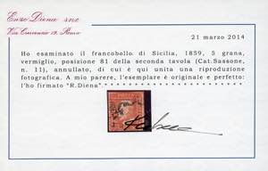 1859 - 5 grana vermiglio, II ... 