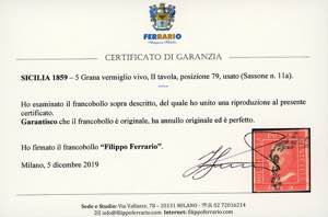 1859 - 5 grana vermiglio vivo, II ... 