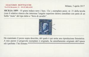 1859 - 10 grana indaco nero (12a) ... 