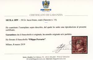 1859 - 50 grana lacca bruno (14), ... 