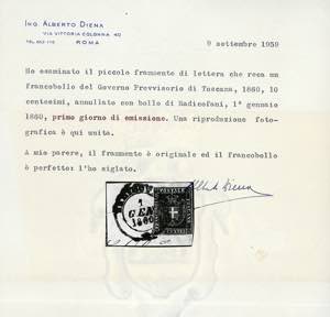 1860 - 10 cent. bruno (19), tre ... 