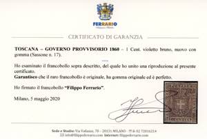 1860 - 1 cent. violetto bruno ... 