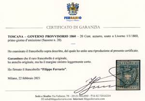 1860 - 20 cent. azzurro (20), due ... 