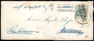 1855 - 45 cent. azzurro, III tipo, carta a ... 