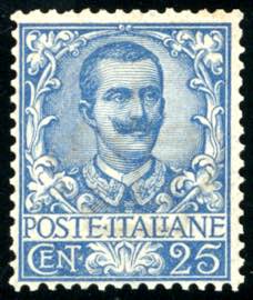 1901 - 25 cent. Floreale (73), nuovo, gomma ... 
