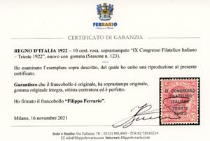 1922 - 10 cent. Congresso ... 