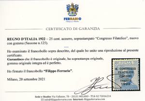 1922 - 25 cent. soprastampato ... 