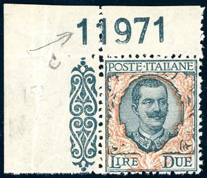 1923 - 2 lire Floreale (150), angolo di ... 