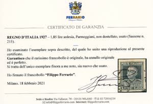 1927 - 1,85 lire Parmeggiani, non ... 