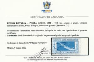 1930 - 7,70 lire Crociera Balbo ... 