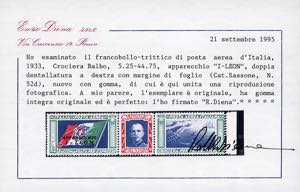 1933 - 5,25 + 44,75 lire Trittico ... 