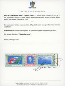 1933 - 5,25 + 44,75 lire Trittico ... 