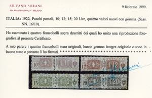 1922 - 10,12,15 e 20 lire Nodo di ... 