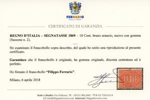 1869 - 10 cent. bruno arancio (2), ... 