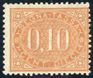 1869 - 10 cent. bruno arancio (2), discreta ... 