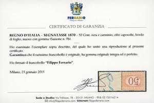 1870 - 50 cent. ocra e carminio, ... 