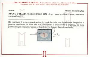 1870 - 1 lira azzurro chiaro e ... 