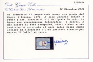 1870 - 2 lire azzurro chiaro e ... 