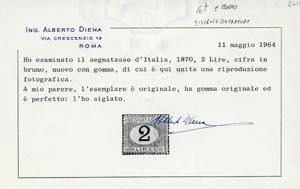 1870 - 2 lire azzurro chiaro e ... 