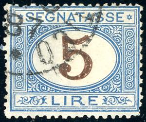 1874 - 5 lire azzurro e bruno, ... 