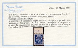 1943 - 1,25 lire soprastampa ... 