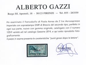 1943 - 2 lire ardesia soprastampa ... 