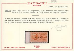 1944 - 2,50 lire soprastampato ... 