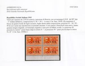 1943 - 2,50 lire soprastampato ... 