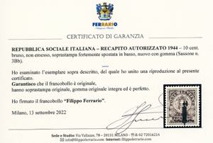 1944 - 10 cent. soprastampa fascio ... 