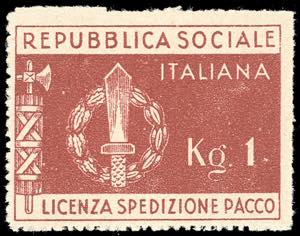 1944 - Franchigia per pacchi (1), gomma ... 