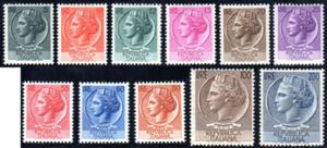 1953/54 - Siracusana e Turrita, filigrana ... 