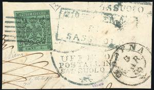 1855 - 5  cent. verde, punto dopo le cifre, ... 