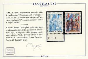 1990 - 600 lire I maggio (1933), ... 