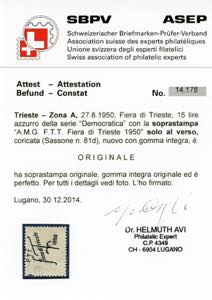 1950 - 15 lire soprastampato Fiera ... 