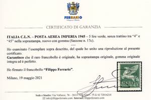 IMPERIA 1945 - 5 lire posta aerea, ... 