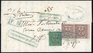 1858 - 10 cent. rosa, coppia ... 