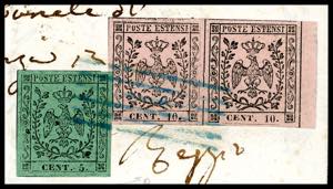 1858 - 10 cent. rosa, coppia ... 