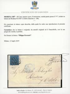 1857 - 40 cent. azzurro scuro, ... 