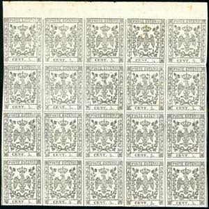 PROVE 1852 - 5 cent. bianco, prova su carta ... 