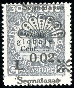 FIUME SEGNATASSE 1921 - 0,02 l. su 15 cent., ... 