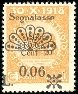 FIUME SEGNATASSE 1921 - 0,06 l. su 20 cent., ... 