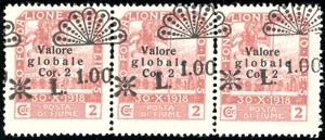 FIUME SEGNATASSE 1921 - 1 lira su 2 corone, ... 