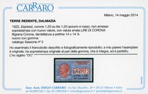 DALMAZIA ESPRESSI 1922 - 1,20 lire ... 