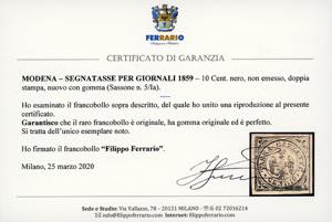 1859 - 10 cent. nero Aquilotto, ... 