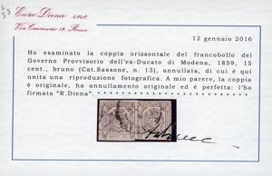 1859 - 15 cent. bruno (13), coppia ... 