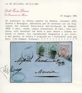 1859 - 40 cent. rosa carminio, 5 ... 