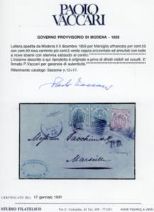 1859 - 40 cent. rosa carminio, 5 ... 