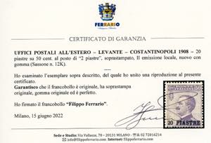 COSTANTINOPOLI 1908 - 20 piastre ... 