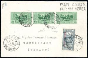 1933 - 30 cent. Garibaldi, striscia di tre, ... 
